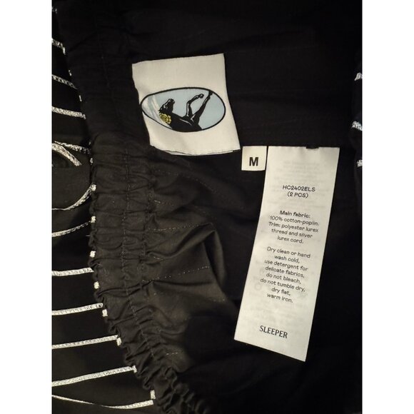 Sleeper Black Silver Stripe Womens Medium M Luxury Cotton Pajama Set $420 - Picture 10 of 16